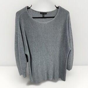 Eileen Fisher Metallic Ribbed‎ Ballet Sweater Metallic Blue Large